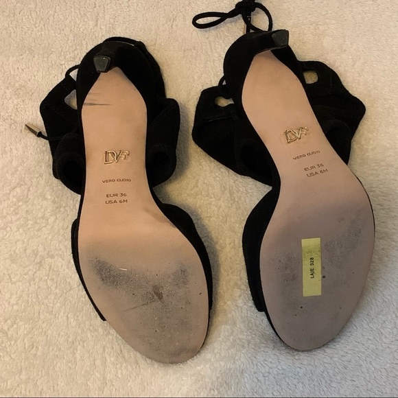 Diane von Furstenberg Black Laie Heel Sandals 332 - Picture 8 of 12